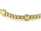 Judith Ripka Haute Collection Asscher Cut Canary/White Cubic Zirconia 14k Gold Clad Bracelet 6.80ctw