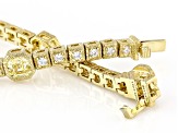 Judith Ripka Haute Collection Asscher Cut Canary/White Cubic Zirconia 14k Gold Clad Bracelet 6.80ctw