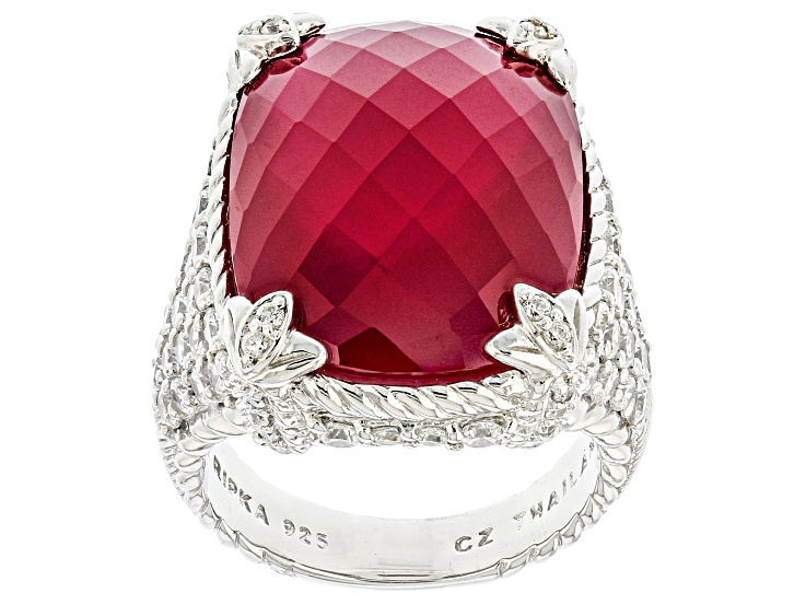 Judith Ripka Lab Created Ruby Doublet & Cubic Zirconia