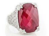 Judith Ripka Lab Created Ruby Doublet & Cubic Zirconia Rhodium Over Silver Monaco Ring 3.00ctw
