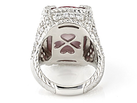 Judith Ripka Lab Created Ruby Doublet & Cubic Zirconia Rhodium Over Silver Monaco Ring 3.00ctw