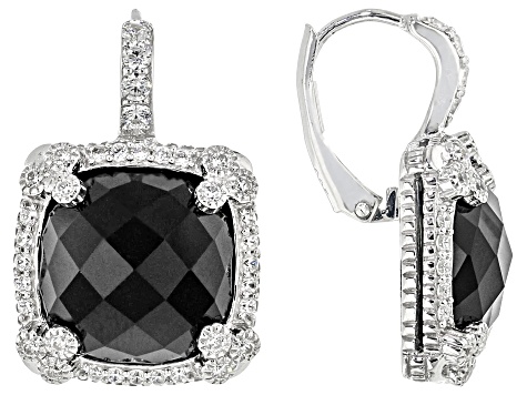 Judith Ripka Black Onyx With Cubic Zirconia Rhodium Over Sterling Silver Monaco Earrings 1.34ctw