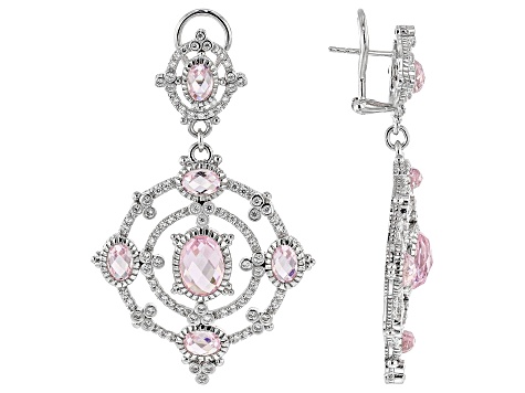 Judith Ripka Pink & White Cubic Zirconia Rhodium Over Sterling Silver Garland Earrings 24.12ctw