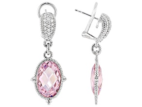 Judith Ripka Pink & White Cubic Zirconia Rhodium Over Sterling Silver Arielle Earrings 21.70ctw