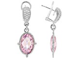 Judith Ripka Pink & White Cubic Zirconia Rhodium Over Sterling Silver Arielle Earrings 21.70ctw