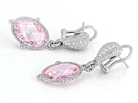 Judith Ripka Pink & White Cubic Zirconia Rhodium Over Sterling Silver Arielle Earrings 21.70ctw