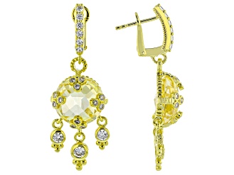 Judith Ripka Canary & White Cubic Zirconia 14k Gold Clad Olivia Dangle Earrings 27.80ctw