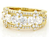 Judith Ripka Asscher Cut & Round Bella Luce® 14k Gold Clad Toujours Ring 4.22ctw