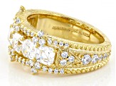 Judith Ripka Asscher Cut & Round Bella Luce® 14k Gold Clad Toujours Ring 4.22ctw