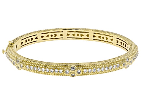 Judith Ripka Cubic Zirconia 14k Gold Clad Romance Bangle Bracelet 2.20ctw