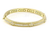 Judith Ripka Cubic Zirconia 14k Gold Clad Romance Bangle Bracelet 2.20ctw