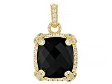 Judith Ripka Black Onyx With Cubic Zirconia 14k Gold Clad Monaco Enhancer 1.72ctw