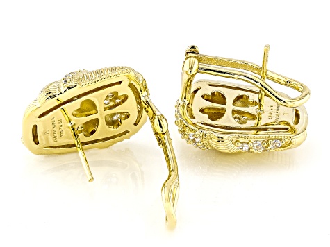 Judith Ripka Cubic Zirconia 14k Gold Clad Jubilee Shield Earrings 1.64ctw