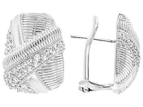 Judith Ripka Cubic Zirconia Rhodium Over Sterling Silver Jubilee Shield Earrings 1.64ctw