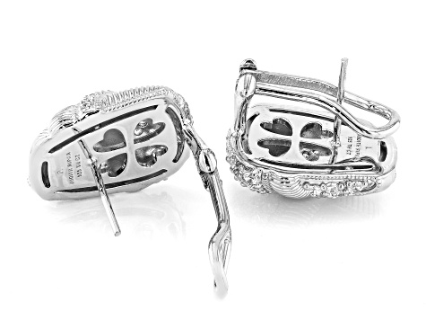 Judith Ripka Cubic Zirconia Rhodium Over Sterling Silver Jubilee Shield Earrings 1.64ctw