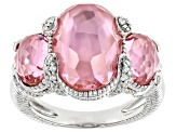 Judith Ripka Mother-of-Pearl Doublet With Cubic Zirconia Rhodium Over Silver Glacier Ring 0.50ctw