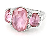 Judith Ripka Mother-of-Pearl Doublet With Cubic Zirconia Rhodium Over Silver Glacier Ring 0.50ctw