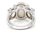 Judith Ripka Mother-of-Pearl Doublet With Cubic Zirconia Rhodium Over Silver Glacier Ring 0.50ctw