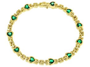 Judith Ripka Emerald Simulant 14k Gold Clad Romance Bracelet 4.95ctw