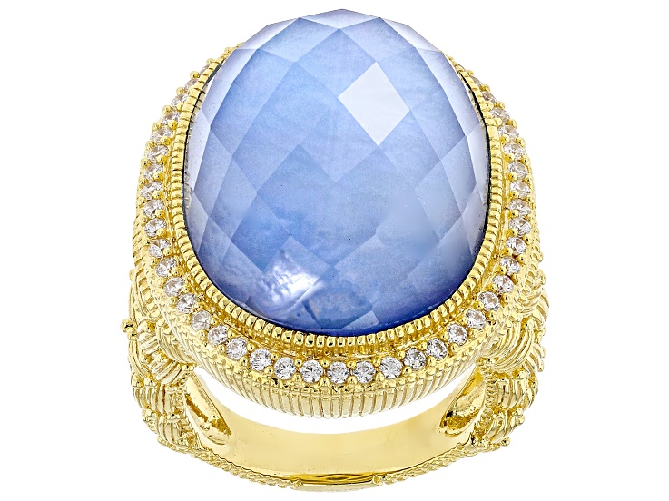 Judith Ripka Lab Created Blue Quartz Doublet With Cubic