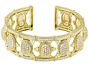 Judith Ripka Cubic Zirconia 14k Gold Clad Arielle Cuff Bracelet 13.82ctw