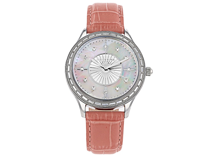 Judith Ripka Mother-Of-Pearl & Cubic Zirconia Pink Leather