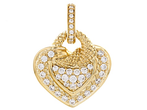 Judith Ripka Cubic Zirconia 14k Gold Clad Love Knot Heart Enhancer 1.40ctw