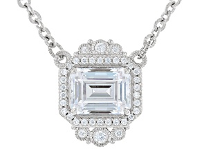 Judith Ripka Cubic Zirconia Rhodium Over Sterling Silver Haute Octagon Pendant Necklace 4.32ctw