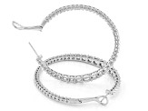 Judith Ripka Cubic Zirconia Rhodium Over Silver Haute 2" Graduated Inside Out Hoop Earrings 15.54ctw