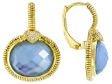 Judith Ripka Lab Created Blue Quartz Doublet 14k Gold Clad Lola Earrings 0.05ctw