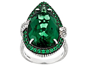 Judith Ripka Lab Created Green Quartz & Bella Luce® Rhodium Over Silver Portofino Ring 11.56ctw