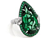 Judith Ripka Lab Created Green Quartz & Bella Luce® Rhodium Over Silver Portofino Ring 11.56ctw