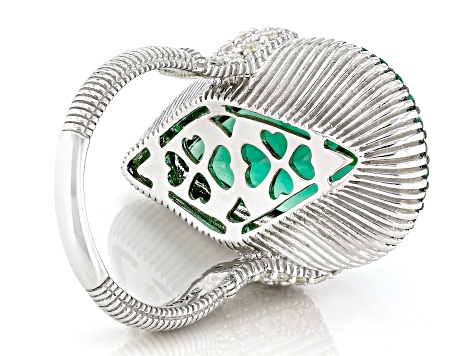 Judith Ripka Lab Created Green Quartz & Bella Luce® Rhodium Over Silver Portofino Ring 11.56ctw