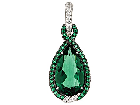 Judith Ripka Lab Created Green Quartz Rhodium Over Sterling Silver Portofino Enhancer 5.87ctw