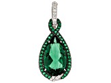 Judith Ripka Lab Created Green Quartz Rhodium Over Sterling Silver Portofino Enhancer 5.87ctw