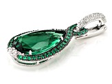 Judith Ripka Lab Created Green Quartz Rhodium Over Sterling Silver Portofino Enhancer 5.87ctw