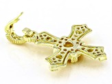 Judith Ripka Citrine With Cubic Zirconia 14k Gold Clad Cross Enhancer 3.23ctw