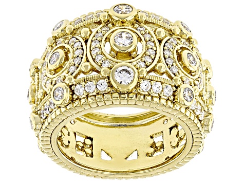 Judith Ripka Cubic Zirconia 14k Gold Clad Garland Ring 2.25ctw