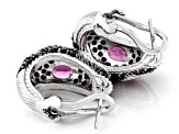 Judith Ripka Rhodolite With Black Spinel Rhodium Over Sterling Silver Aurora Huggie Earrings 4.70ctw