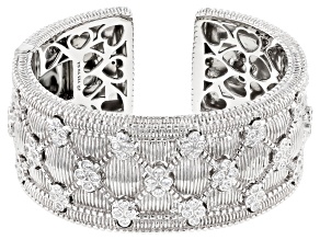 Judith Ripka Cubic Zirconia Rhodium Over Sterling Silver Olivia Cuff Bracelet 4.25ctw