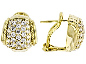 Judith Ripka Cubic Zirconia 14k Gold Clad Haute Pave Shield Earrings 2.10ctw