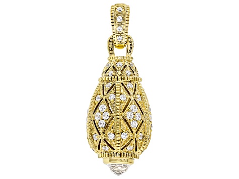 Judith Ripka Cubic Zirconia With Rock Crystal Quartz 14k Gold Clad Estate Egg Enhancer 1.70ctw