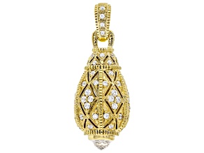 Judith Ripka Cubic Zirconia With Rock Crystal Quartz 14k Gold Clad Estate Egg Enhancer 1.70ctw