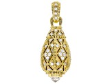 Judith Ripka Cubic Zirconia With Rock Crystal Quartz 14k Gold Clad Estate Egg Enhancer 1.70ctw