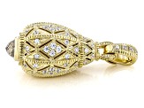 Judith Ripka Cubic Zirconia With Rock Crystal Quartz 14k Gold Clad Estate Egg Enhancer 1.70ctw