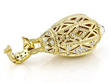 Judith Ripka Cubic Zirconia With Rock Crystal Quartz 14k Gold Clad Estate Egg Enhancer 1.70ctw