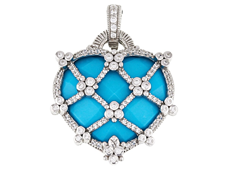 judith♪ Judith Ripka Turquoise Simulant With Cubic Zirconia Rhodium