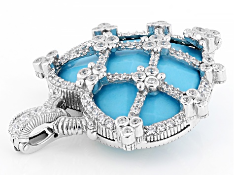 judith♪ Judith Ripka Turquoise Simulant With Cubic Zirconia Rhodium