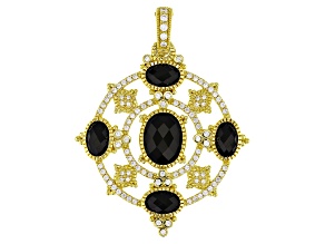 Judith Ripka Black Onyx With Cubic Zirconia 14k Gold Clad Garland Enhancer 1.81ctw
