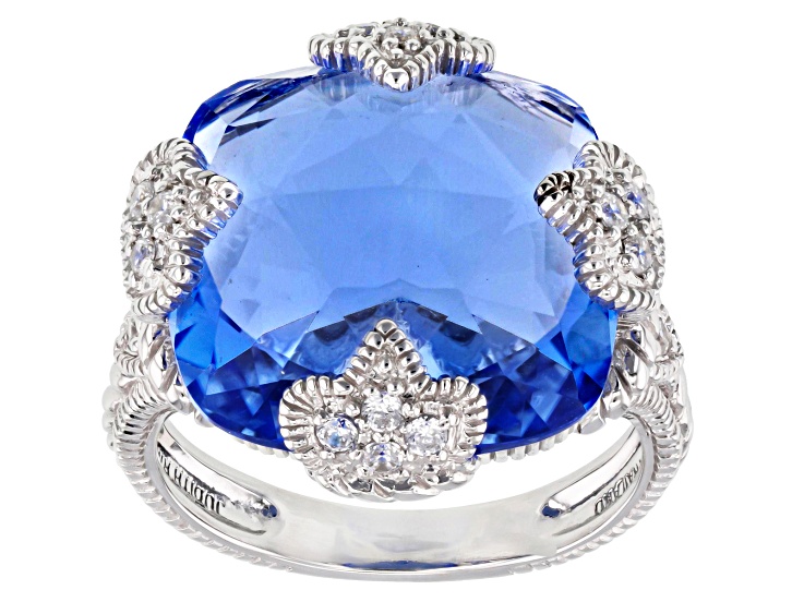 Judith Ripka Lab Created Blue Quartz & Cubic Zirconia